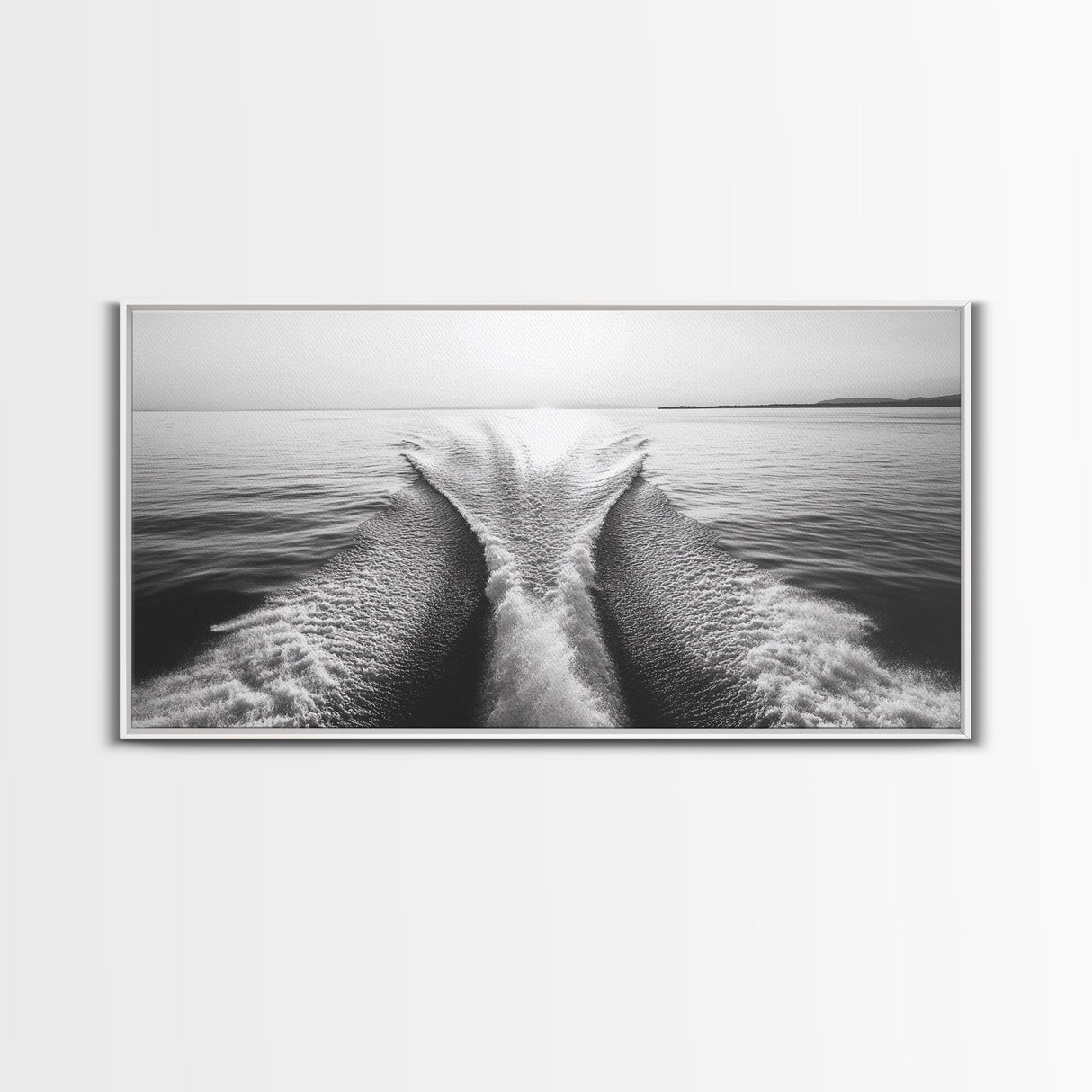 Nautical painting, ocean waves, coastal decor, seascape painting, panoramic art, extra wide art, framed canvas print