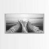 Nautical painting, ocean waves, coastal decor, seascape painting, panoramic art, extra wide art, framed canvas print