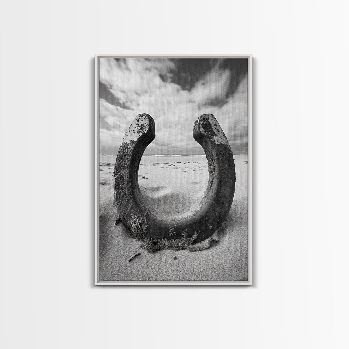 Horseshoe art, western decor, rustic wall art, wabi sabi wall art, moody photography, minimalist art, canvas print, living room art