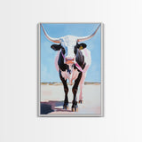 Longhorn Cow, Western Wall Art, Rustic Decor, Canvas Print, Southwest Wall Art, Farmhouse Art, Gift Idea, Living Room Art, Boho Art