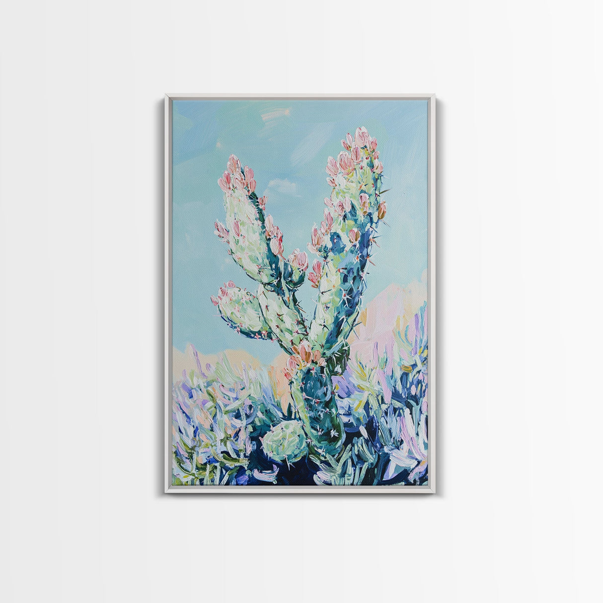 Prickly Pear Cactus, agave painting, southwest wall art, botanical prints, gift idea for her, boho art, desert decor, Canvas Print