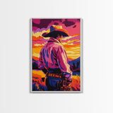 Western Cowboy, Sunset Art, Rustic Wall Art, Coastal Cowgirl Wall Art, Canvas Print, Landscape Painting, Moody Art, Gift Idea For Him