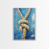 Nautical Knot, Coastal Wall Art, Framed Canvas Print, nautical decor, rustic art, textured painting, nautical painting, coastal cowgirl wall art