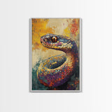 Snake Close-Up, Bold Reptile Painting, Southwest Art, Moody Animal Art, Desert Wall Art, Unique Home Decor, Canvas Print
