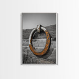 Rustic Metal Ring, Wabi Sabi Wall Art, Rustic Decor, Farmhouse Art, Minimalist Art, Weathered Metal Art, Canvas Print, Gift Idea