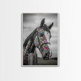 Painted Horse, Mosaic Wall Art, Blotter Art, Horse Wall Art, Boho Art, Colorful Western Art, Canvas Print, Gift Idea