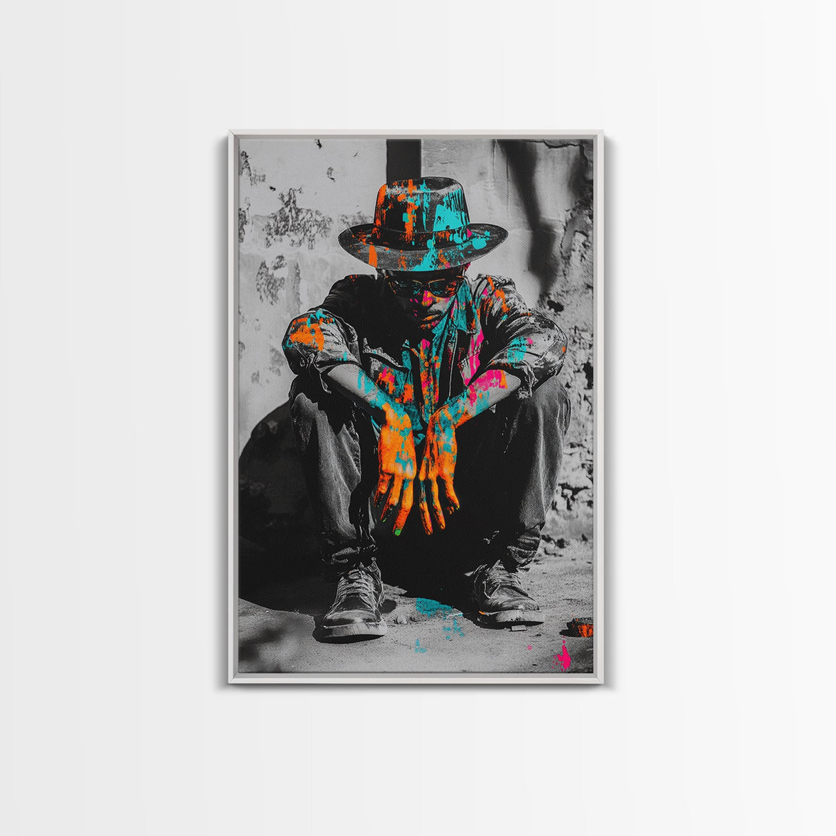 Colorful Cowboy, Graffiti Wall Art, Chicano Art, Modern Western Art, Moody Art, Rustic Decor, Urban Art, Canvas Print, Gift Idea