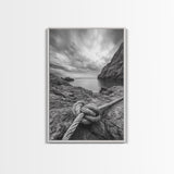 Nautical art, rope knot, coastal decor, moody art, wabi sabi art, rustic photography, living room art, canvas print, panoramic wall art