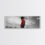 Cowboy Silhouette, Western Wall Art, Ranch Life Art, Moody Art, Southwestern Decor, Extra Wide Art, Rustic Wall Art, Canvas Print
