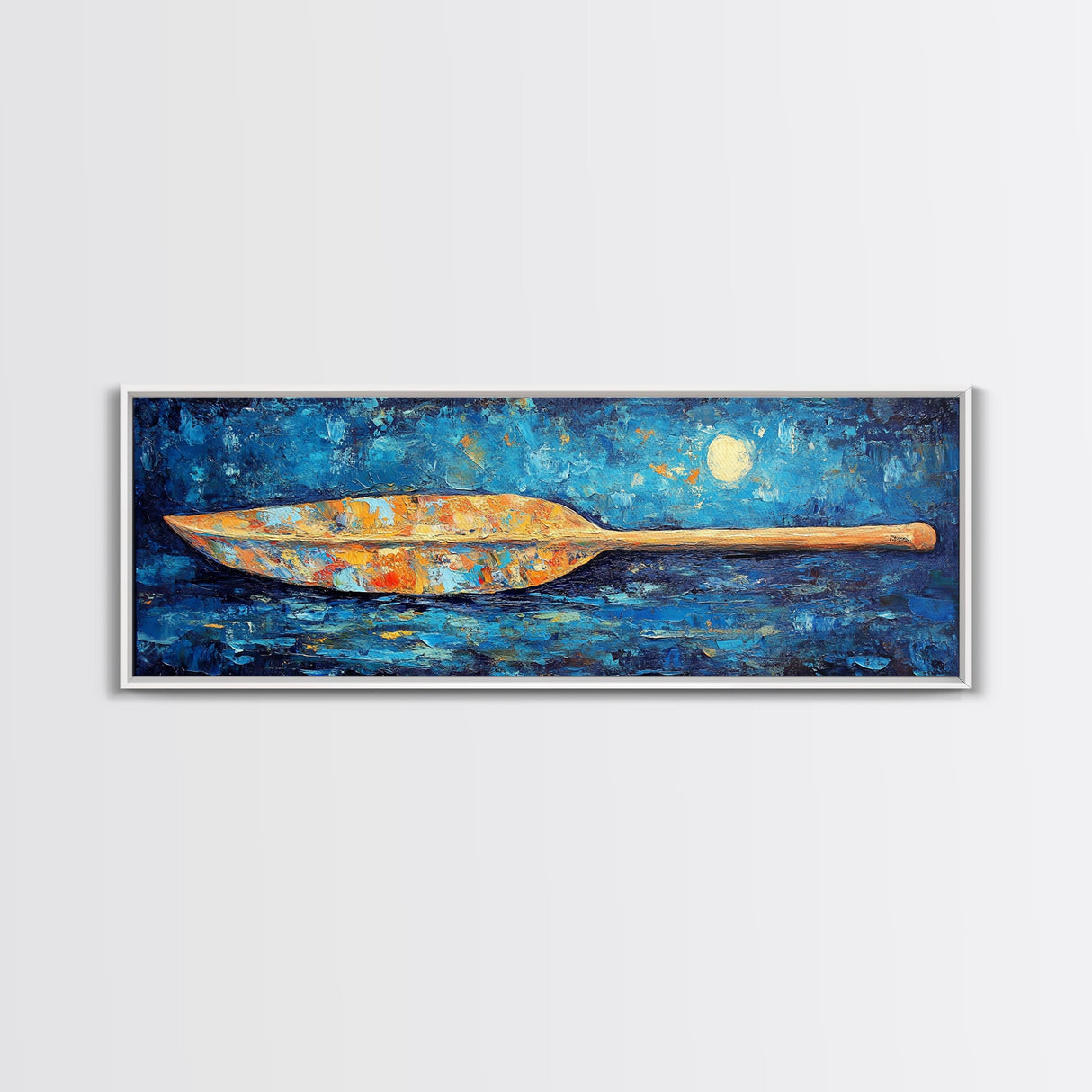 Paddle, nautical wall art, coastal decor, ocean painting, panoramic art, extra wide art, blue and green wall art, Framed Canvas Print