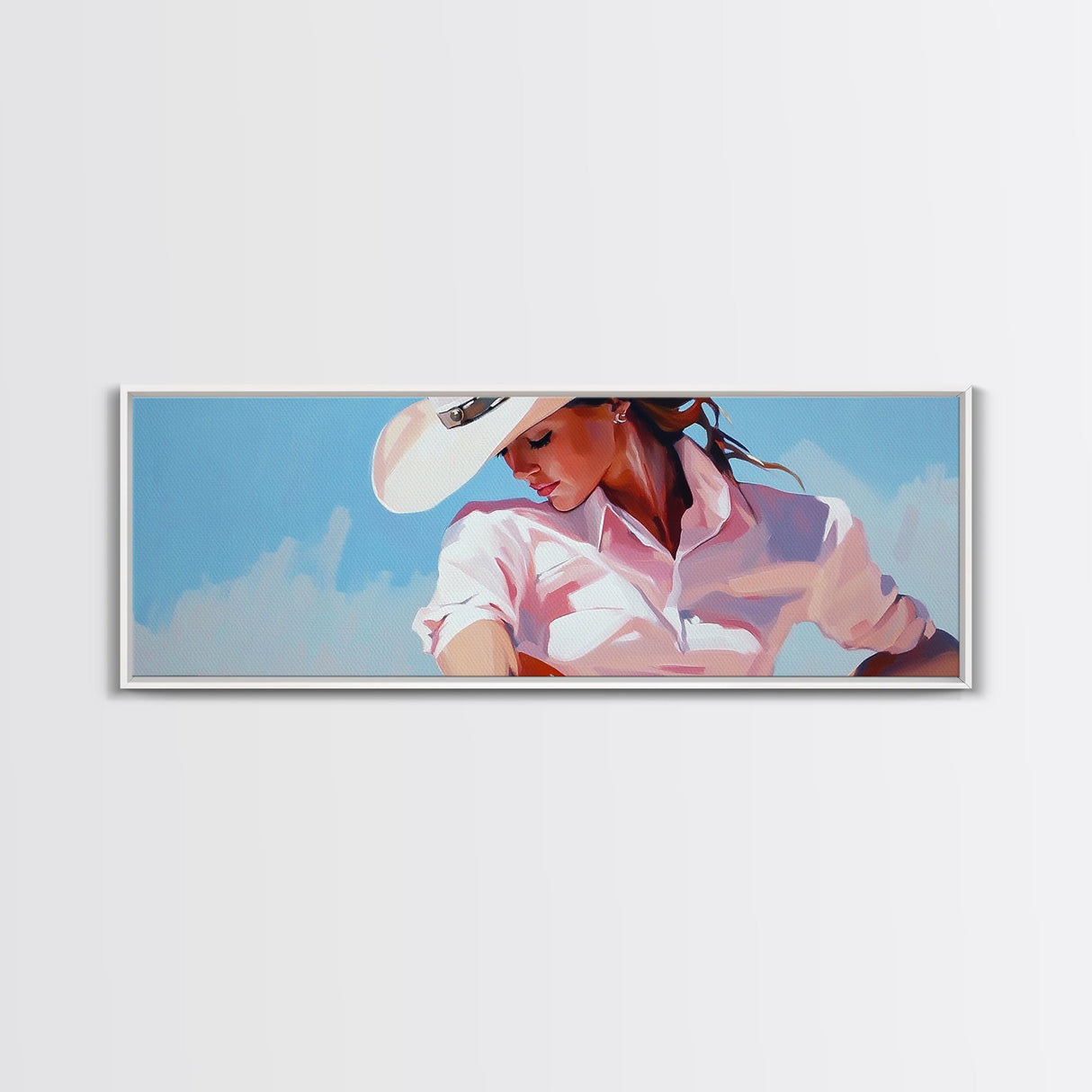 Cowgirl Art Print, Light Pink Wall Art, Southwest Wall Art, Canvas Print, Rustic Decor, Minimalist Art, Living Room Art