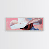 Cowboy Portrait, Pink Abstract Art, Southwest Wall Art, Canvas Print, Light Pink Wall Art, Rustic Decor, Living Room Art