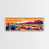 Pink Orange Wall Art, Framed Canvas Print, Extra Wide Art, Southwest Wall Art, Rustic Art, Desert Landscape Painting, Moody Art, Above Bed Art
