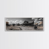Western Town, Cowboy Art, Old West Wall Art, Rustic Wall Art, Farmhouse Decor, Historical Landscape Art, Panoramic Art, Canvas Print