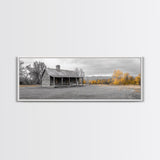 Log Cabin, Fall Art, Rustic Wall Art, Farmhouse Art, Cozy Cabin Art, Landscape Painting, Wabi Sabi Art, Above Couch Art, Framed Canvas Print
