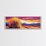 Southwest Desert Art, Joshua Tree Art, Pink Orange Wall Art, Sunset Painting, Abstract Art, Framed Canvas Print, Extra Wide Art