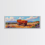 Rustic cart, farmhouse art, rustic wall art, above couch art, wabi sabi art, barn landscape oil painting, framed canvas print, gift idea