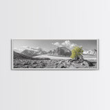 Mountain scene, mountain painting, landscape painting, wabi sabi art, nature art, minimalist art, framed canvas print, extra wide art