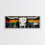 Western Skull, rustic wall art, skull art, farmhouse art, extra wide art, southwest wall art, bull and bear art, canvas print