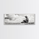 Man On Beach, Wabi Sabi Art, Framed Canvas Print, Coastal Landscape Art, Moody Art, Rustic Decor, Above Sofa Art, Minimalist Wall Art