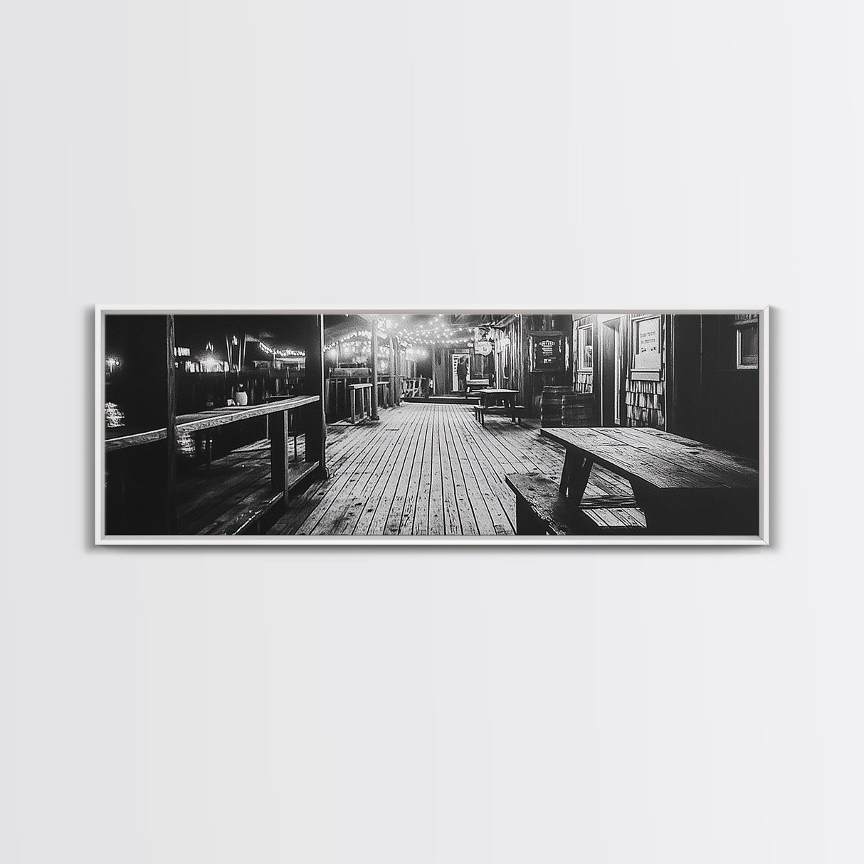 Old Wooden Dock, Moody Art, Canvas Print, Coastal Decor, Rustic Wall Art, Wabi Sabi Art, Extra Wide Art, Nautical Wall Art