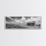 Rustic Wagon, coastal landscape art, extra wide art, panoramic painting, farmhouse art, framed canvas print, nautical wall art