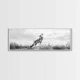 Lone Coyote, southwest wall art, wabi sabi art, extra wide art, moody art, landscape painting, framed canvas print, panoramic art