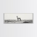 Lone Gazelle, moody art, southwest wall art, extra wide art, wabi sabi art, minimalist art, framed canvas print, panoramic painting