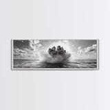 Explosion, dramatic seascape, moody art, panoramic art, extra wide art, coastal wall art, framed canvas print, ocean painting, nautical decor