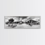 Rustic market, farmhouse art, country decor, panoramic art, extra wide art, rustic wall art, framed canvas print, landscape painting, wabi sabi art