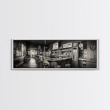 Western Saloon, rustic wall art, extra wide art, panoramic art, farmhouse art, bar decor, moody art, framed canvas print, above sofa art