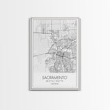 Sacramento Street Map, California Map, City Map Art, Minimalist Art, Wall Art, Canvas Print, Girls Room Art, Gift For Women, Travel Décor