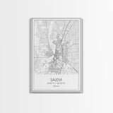 Salem Street Map, Oregon Map, City Map Art, Minimalist Art, Wall Art, Canvas Print, Dorm Room Décor, Graduation Gift, Travel Wall Print