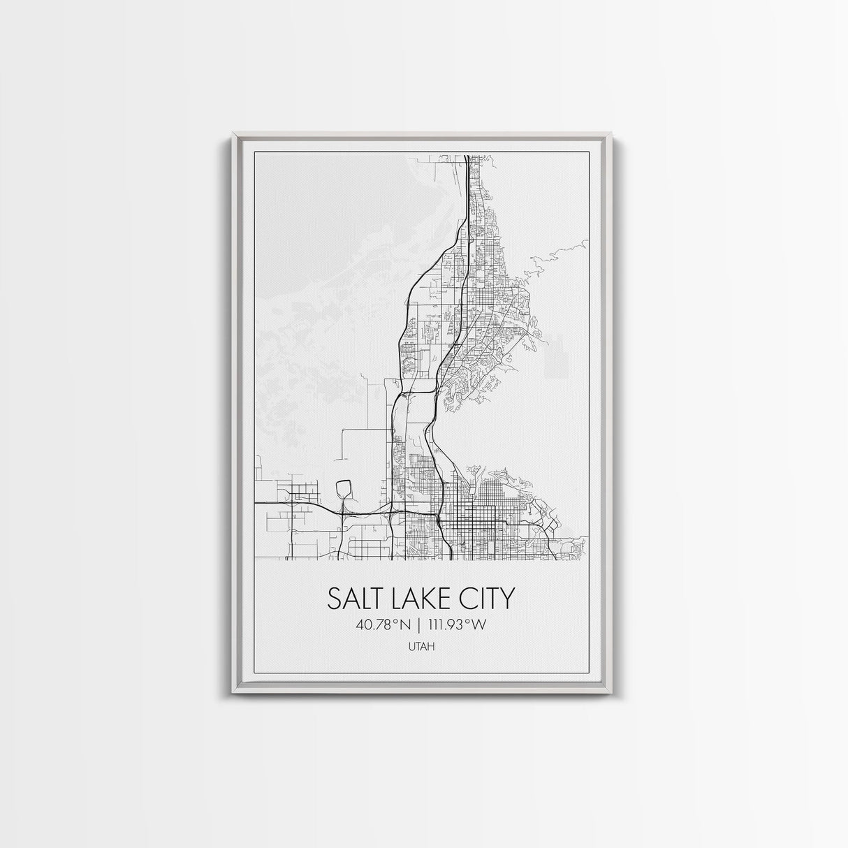 Salt Lake City Street Map, Utah Map, City Map Art, Minimalist Art, Wall Art, Canvas Print, Home Décor Wall Art, Friendship Gift, Travel Art
