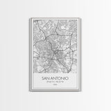 San Antonio Street Map, Texas Map, City Map Art, Minimalist Art, Wall Art, Canvas Print, Black And White Art, Travel Print, Family Gift