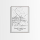 San Bernardino Street Map, California Map, City Map Print, Minimalist Art, Wall Art, Canvas Print, Unique Wall Décor, Friends Gift,
