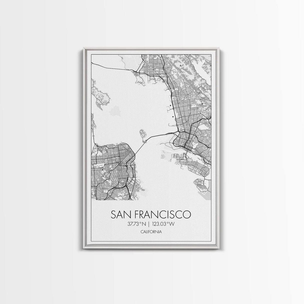San Francisco Street Map, California Map, City Map Print, Minimalist Art, Wall Art, Canvas Print, Family Room Décor, Gift For Travelers