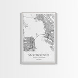 San Francisco Street Map, California Map, City Map Print, Minimalist Art, Wall Art, Canvas Print, Family Room Décor, Gift For Travelers
