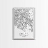 Santa Ana Street Map, California Map, City Map Print, Minimalist Art, Wall Art, Canvas Print, Living Room Décor, Adventure Gifts, Travel Art