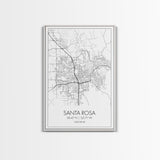 Santa Rosa Street Map, California Map, City Map Print, Minimalist Art, Wall Art, Canvas Print, Bedroom Wall Art, Travel Gift, Travel Art