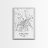 Shreveport Street Map, Louisiana Map, City Map Print, Minimalist Art, Wall Art, Canvas Print, Wall Decoration, Aviation Gift, Travel Décor