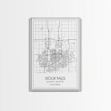 Sioux Falls Street Map, South Dakota Map, City Map Print, Minimalist Art, Wall Art, Canvas Print, Dorm Room Décor, Gifts For Her