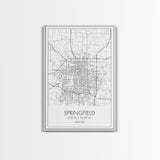 Springfield Street Map, Missouri Map, City Map Print, Modern Wall Art, Wall Art, Canvas Print, Bedroom Wall Décor, Gifts For Couple