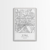 St Paul Street Map, Minnesota Map, City Map Print, Modern Wall Art, Wall Art, Canvas Print, Bedroom Wall Art, Traveler Gift, Travel Wall Art