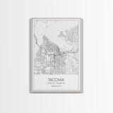 Tacoma Street Map, Washington Map, City Map Print, Modern Wall Art, Wall Art, Canvas Print, Wall Hanging, Housewarming Gift, Travel Art