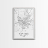 Tallahassee Street Map, Florida Map, City Map Print, Modern Wall Art, Wall Art, Canvas Print, Wall Art Canvas, Gift For Women, Travel Print