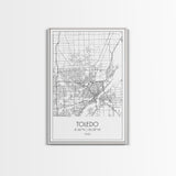 Toledo Street Map, Ohio Map, City Map Print, Modern Wall Art, Wall Art, Canvas Print, Friendship Gift, Wall Decoration, Travel Wall Art
