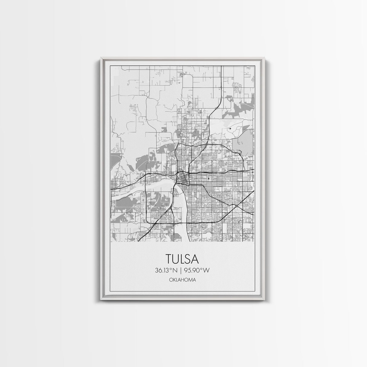 Tulsa Street Map, Oklahoma Map, City Map Print, Modern Wall Art, Wall Art, Canvas Print, Dorm Room Décor, Gift For Husband, Travel Art Print