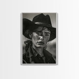 Intense Black and White Portrait of a Female Cowboy for Western Wall Art, Canvas Prints, Rustic Home Decor, Living Room Art, Bedroom Art
