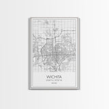 Wichita Street Map, Kansas Map, City Map Print, Minimalist Art, Wall Art, Canvas Print, Travel Wall Art, Gifts For Travelers, Canvas Art